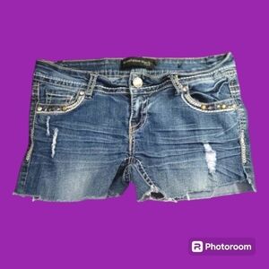 3/$30 TWENTY ONE BLACK Lowrise Denim Cut-off Frayed Slim Micro Mini Shorts